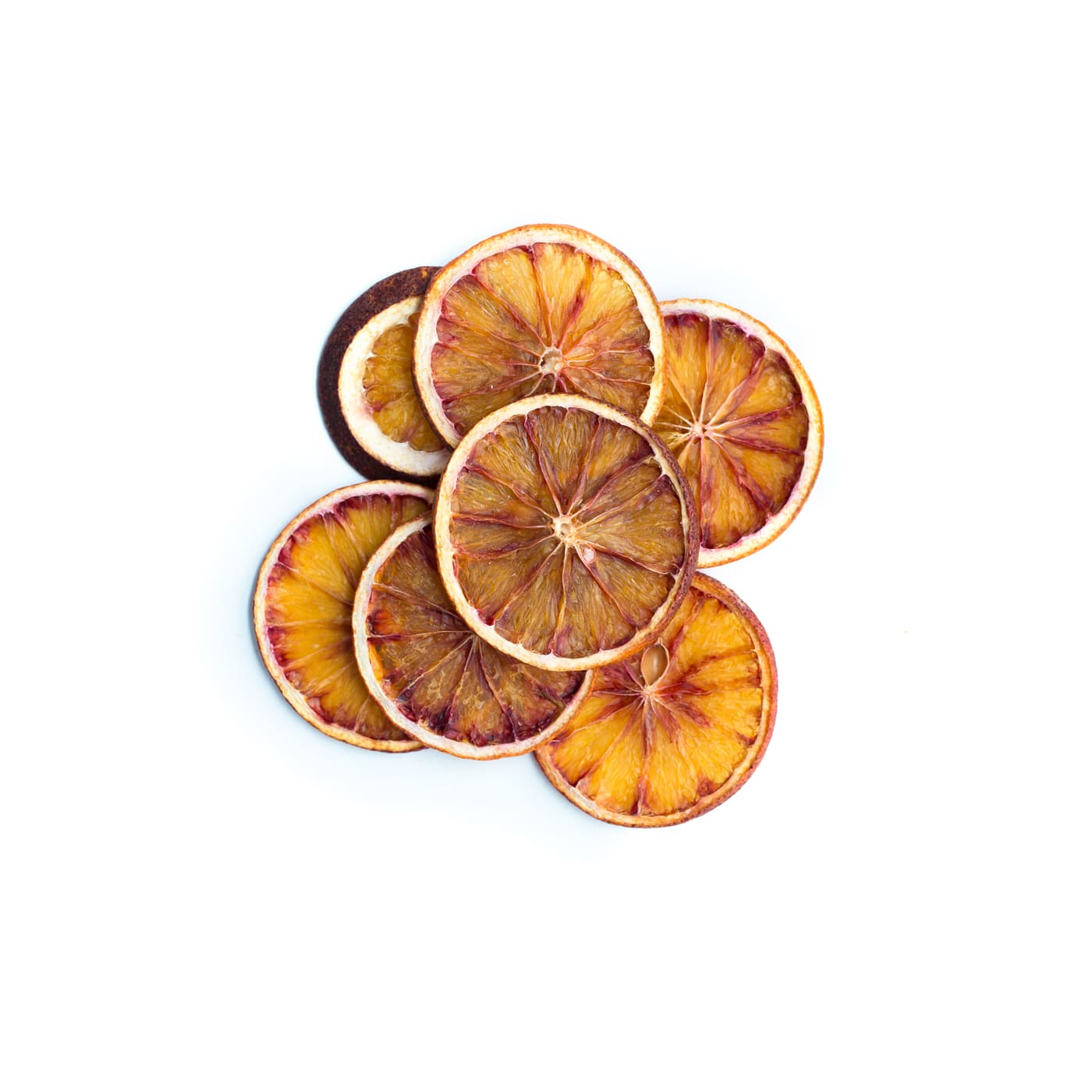 Rodajas de naranja sanguina deshidratada naturales